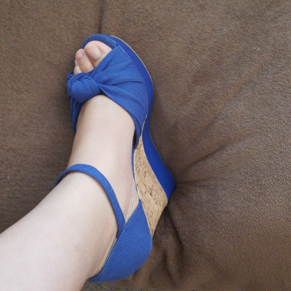 Guess Platform Peep Toe Cork Wedge Sandals